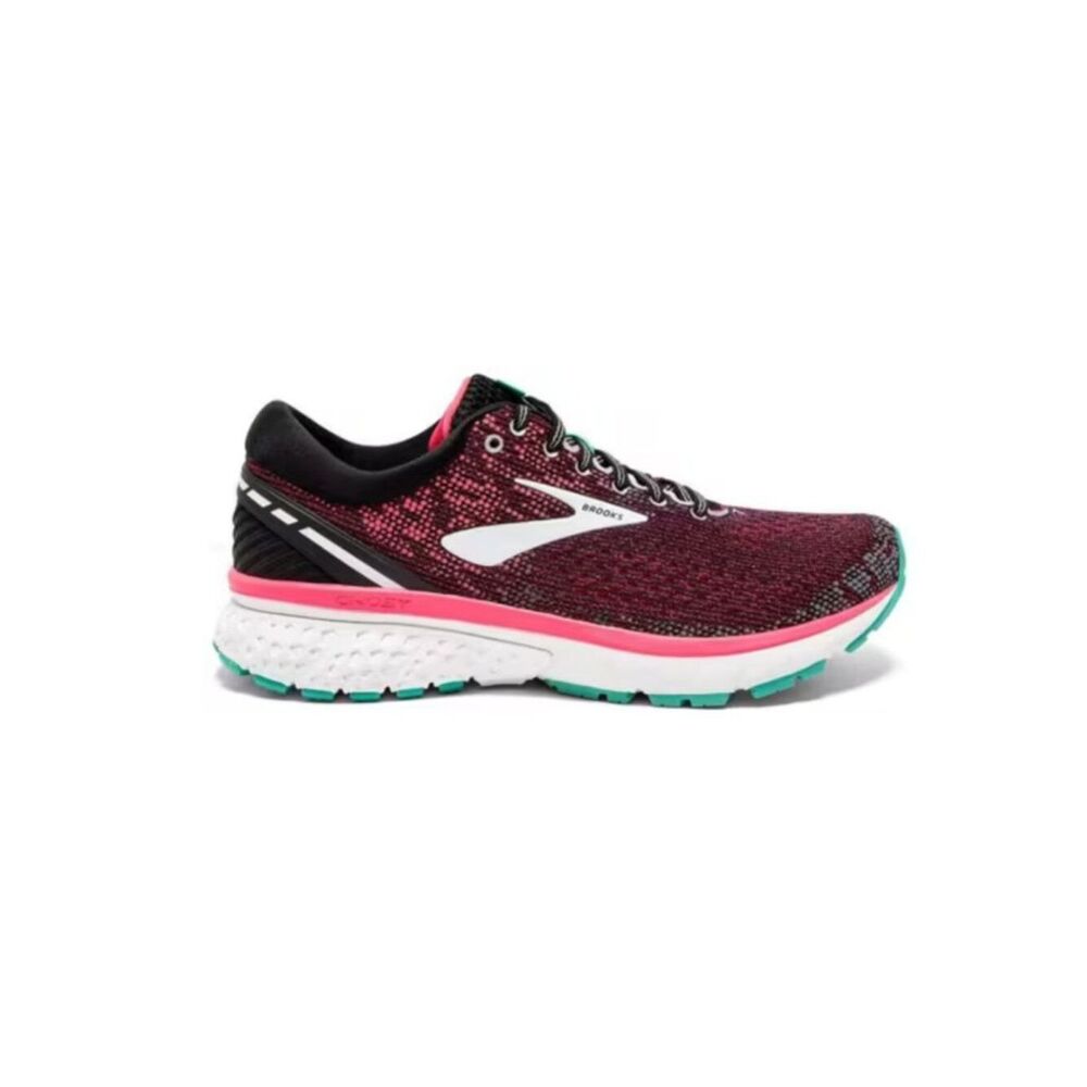 Excellent Brooks Ghost 11 Womens Running Shoes Black Coral Pink Turquoise 7 US
